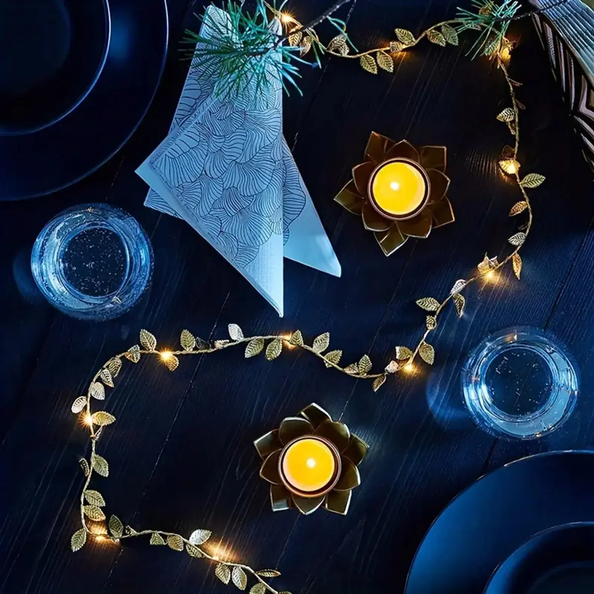 20/50/100LEDs Golden Silver Tiny Leaves Fairy Light Battery Powerd Artificial Plant Garland Vine Lights For Wedding Home Party
