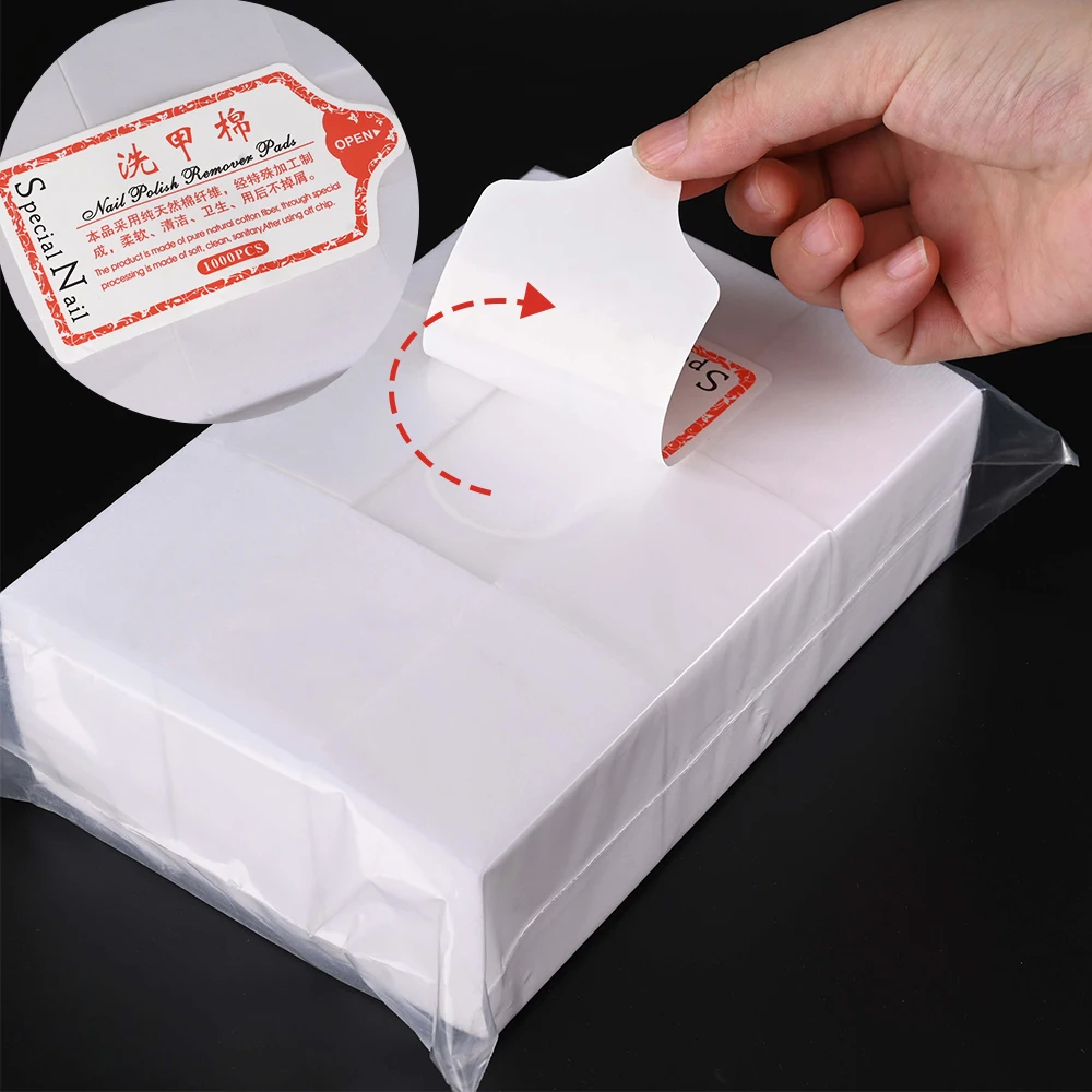 1000/600/500/100pcs Lint-Free Nail Cotton for UV Gel Polish Removal Wipes Paper Pads 100% Cotton Soft Non Woven Nail Cleaner Pad