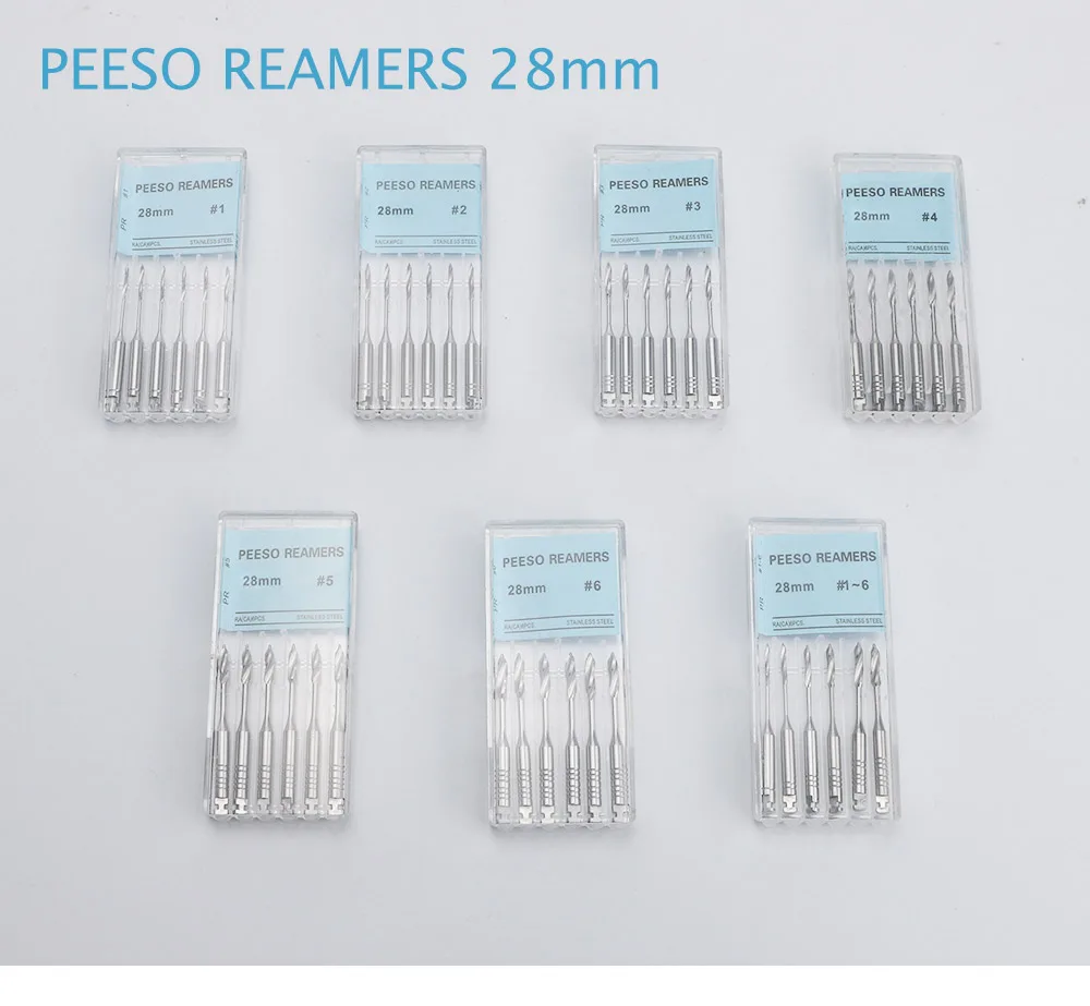 1 Pack(6pcs) Dental Peeso Reamer 28mm Endodontic Reamers Drill Burs Peeso Reamers Endo Files Largo Dentistry Materials Tool