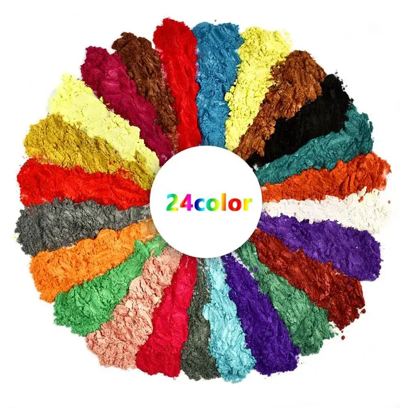6/24/30Colors Epoxy Resin Dye Mica Powder Powdered Pigments Set Resin Mica Pearlescent Resin Pearl Natural Micas Colorants Resin