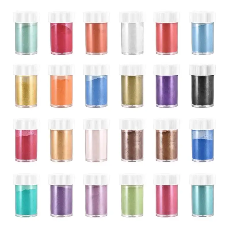 6/24/30Colors Epoxy Resin Dye Mica Powder Powdered Pigments Set Resin Mica Pearlescent Resin Pearl Natural Micas Colorants Resin