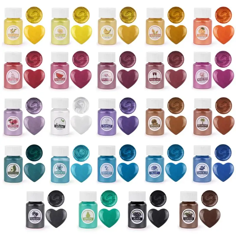 6/24/30Colors Epoxy Resin Dye Mica Powder Powdered Pigments Set Resin Mica Pearlescent Resin Pearl Natural Micas Colorants Resin