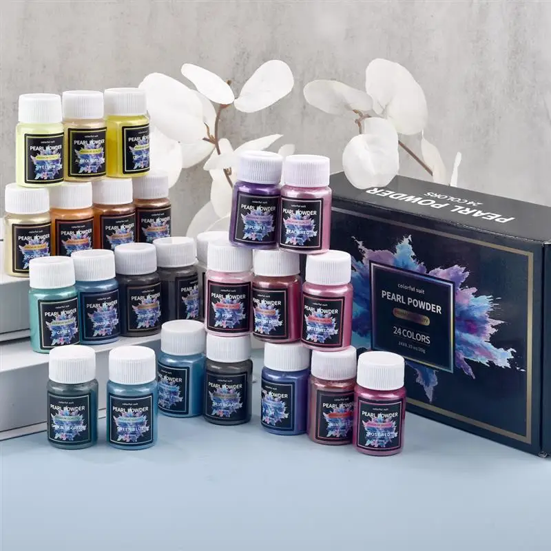 6/24/30Colors Epoxy Resin Dye Mica Powder Powdered Pigments Set Resin Mica Pearlescent Resin Pearl Natural Micas Colorants Resin