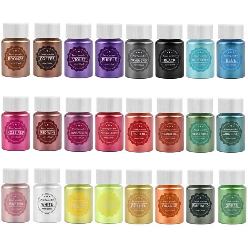 6/24/30Colors Epoxy Resin Dye Mica Powder Powdered Pigments Set Resin Mica Pearlescent Resin Pearl Natural Micas Colorants Resin