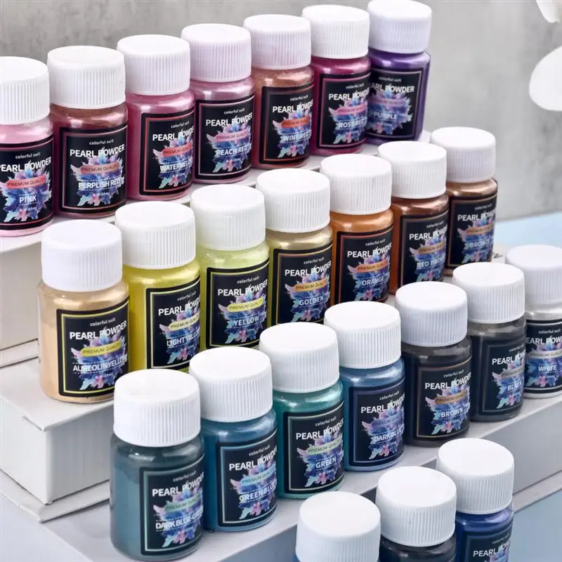 6/24/30Colors Epoxy Resin Dye Mica Powder Powdered Pigments Set Resin Mica Pearlescent Resin Pearl Natural Micas Colorants Resin