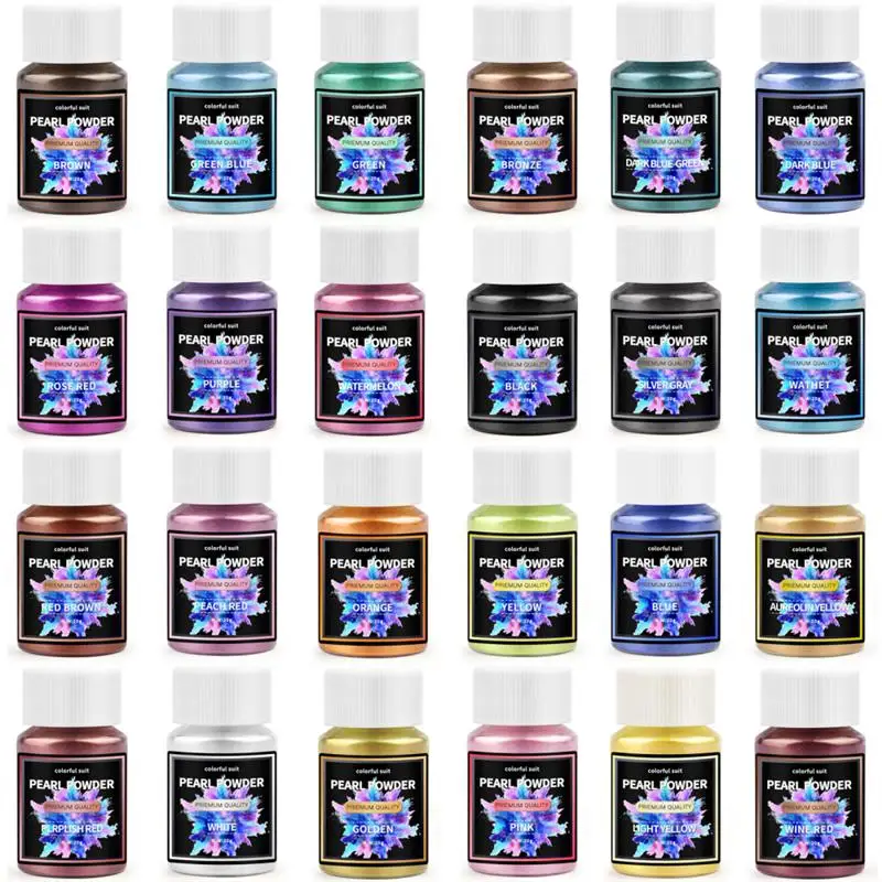 6/24/30Colors Epoxy Resin Dye Mica Powder Powdered Pigments Set Resin Mica Pearlescent Resin Pearl Natural Micas Colorants Resin
