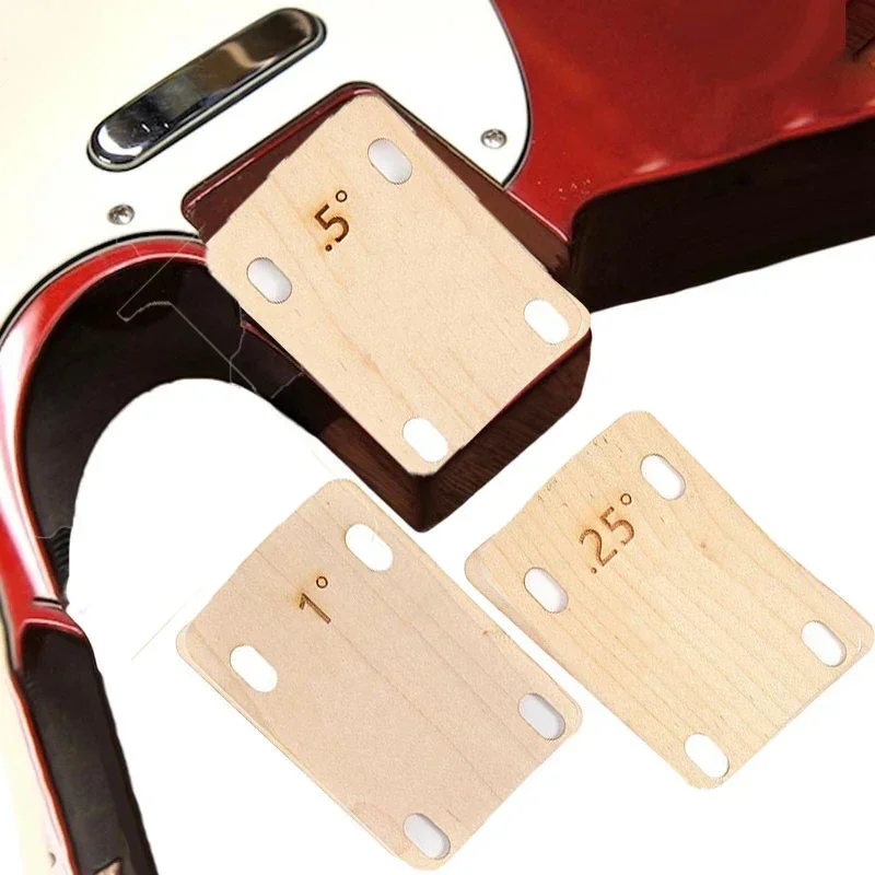 3PCS Guitar Neck Spacers Wooden Guitar Neck Spacers Bottom Protective Spacers 0.25 0.5 and 1 Degree for Bass Guitar Repairs