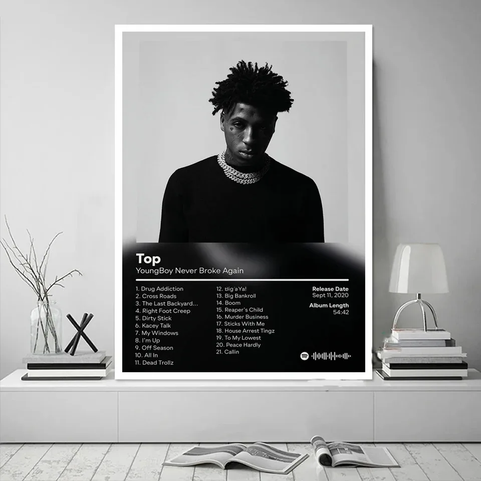 Never Broke Again AI YoungBoy 2 Rap Music Album Cover Poster Prints Wall Art Canvas Painting Picture Photo Gift Room Home Decor
