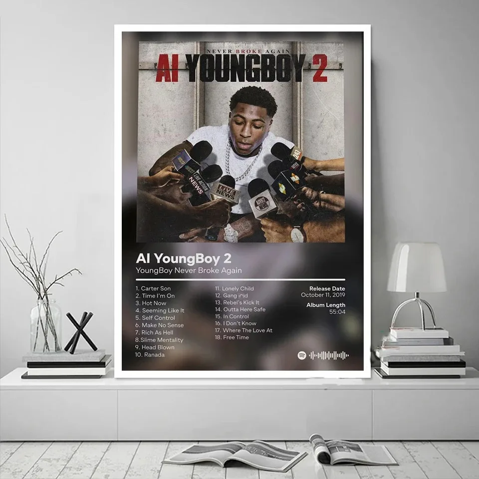 Never Broke Again AI YoungBoy 2 Rap Music Album Cover Poster Prints Wall Art Canvas Painting Picture Photo Gift Room Home Decor