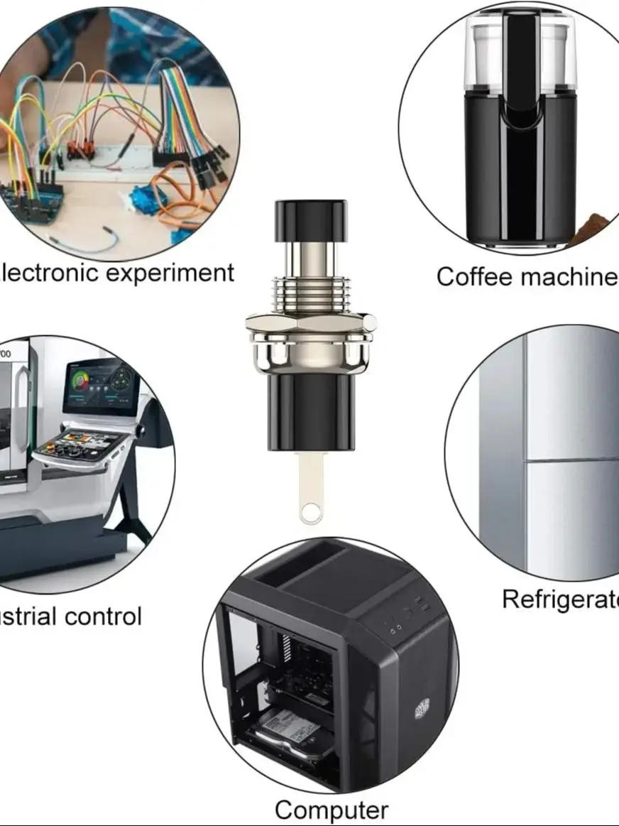 20pcs Momentary Push Button Switch, 1A 250VAC SPST Mini Pushbutton Switches Normally Open(NO) Black & Red Cap