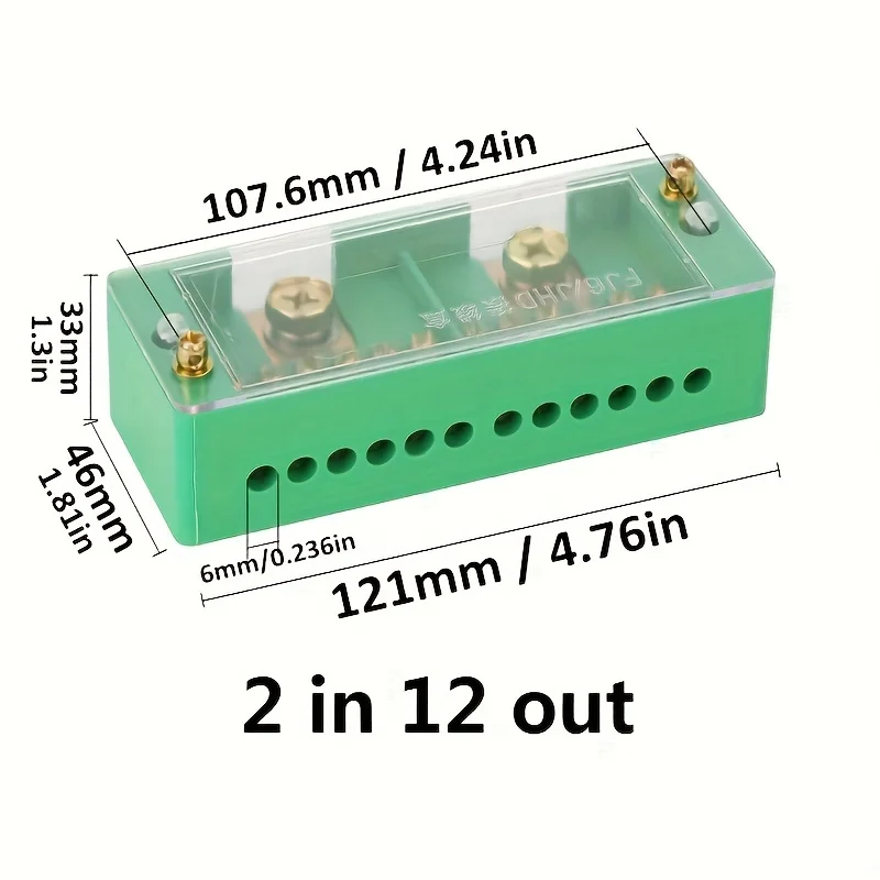 1 Piece Fj6 Single-Phase/Three-Phase Electrical Junction Box - 2inch Outlets, 6/8/12 Ports, Brass Terminal Block, Suitable for Household Distribution, Maximum Support 200A, 220V