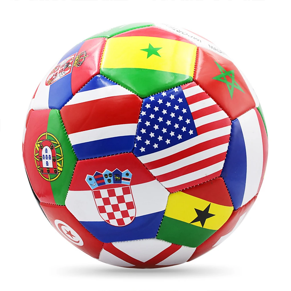 Flag Printed Soccer Ball Official Size 5 Soccer Match Ball Outdoor Match Game Football Pvc 2.7Thickened Team Training Footy Ball