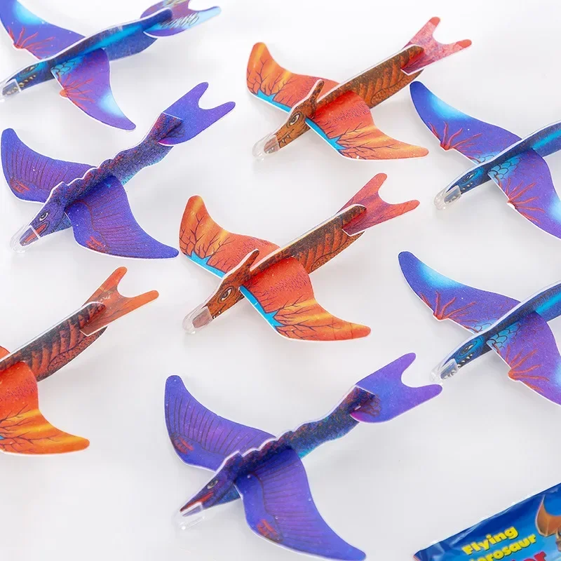 25Pcs Cartoon Dinosaur Hand Throw Flying Glider Planes Foam Airplane Outdoor Toys for Kids Birthday Party Favors Pinata Fillers