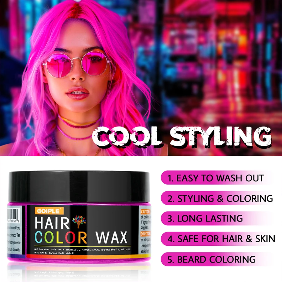 Valentine's Day Hair Color Wax for Men & Women Hair Clay Fashion One-Time Temporary Styling Dye Cream Easy Wash Hair Beard Color