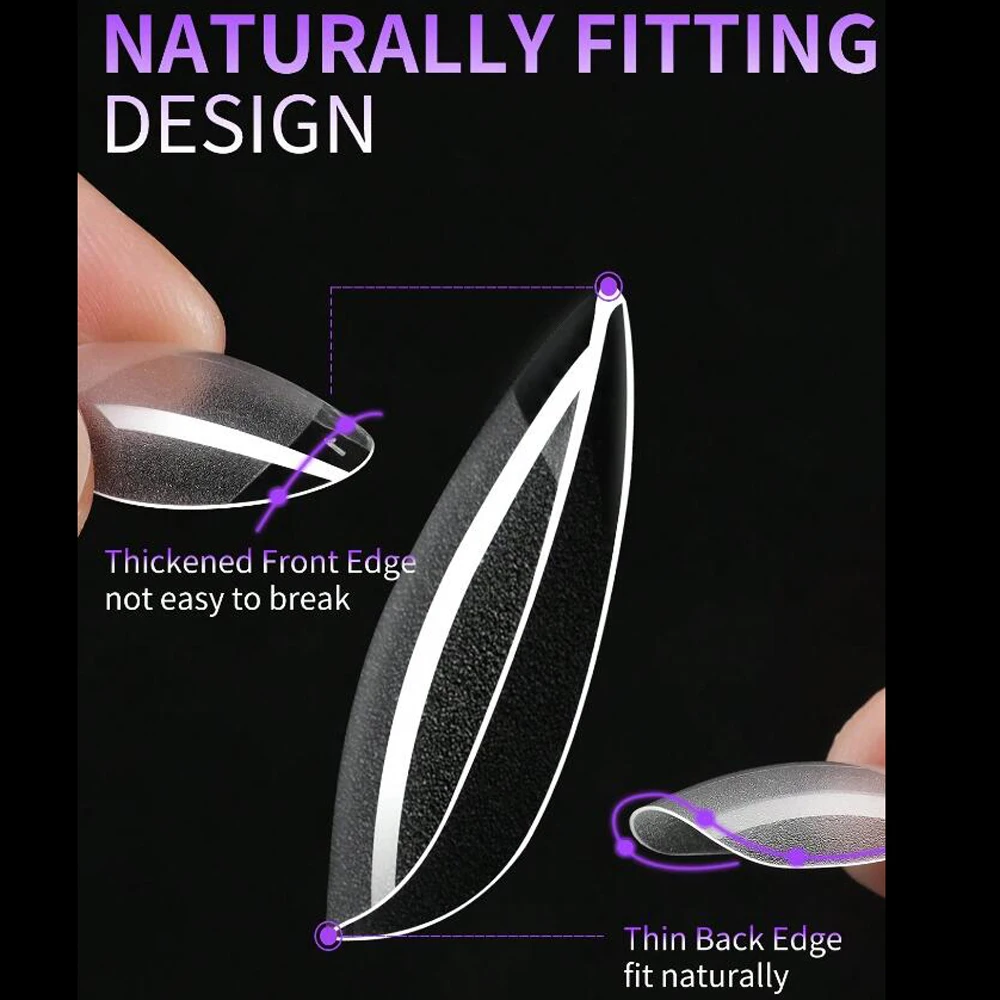 120/240pcs Short Almond Half Matte False Nail Tips 12 Size Clear Square Short Almond Soft Gel Nail Tip Full Cover Nail Extension