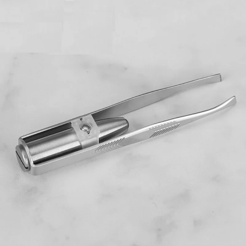 Eyebrow Tweezer with LED Light Smart Design Precision Eyelash Hair Remove Clip Stainless Steel Tweezers Portable Makeup Tools