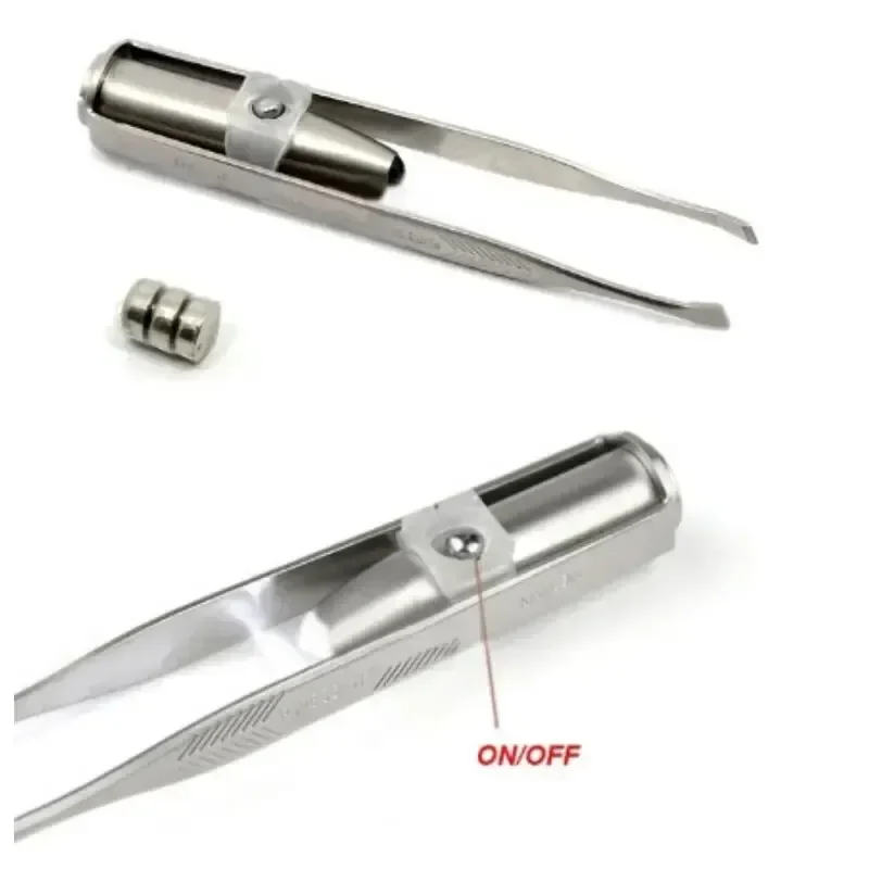 Eyebrow Tweezer with LED Light Smart Design Precision Eyelash Hair Remove Clip Stainless Steel Tweezers Portable Makeup Tools