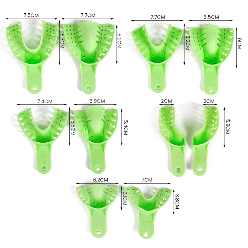 Dental Impression Trays Holder Disposable Plastic Denture Tray S / M / L Adult Children Teeth Plaster Tray Holder Oral Materials