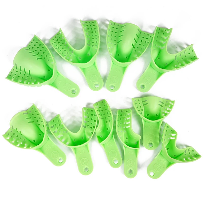 Dental Impression Trays Holder Disposable Plastic Denture Tray S / M / L Adult Children Teeth Plaster Tray Holder Oral Materials