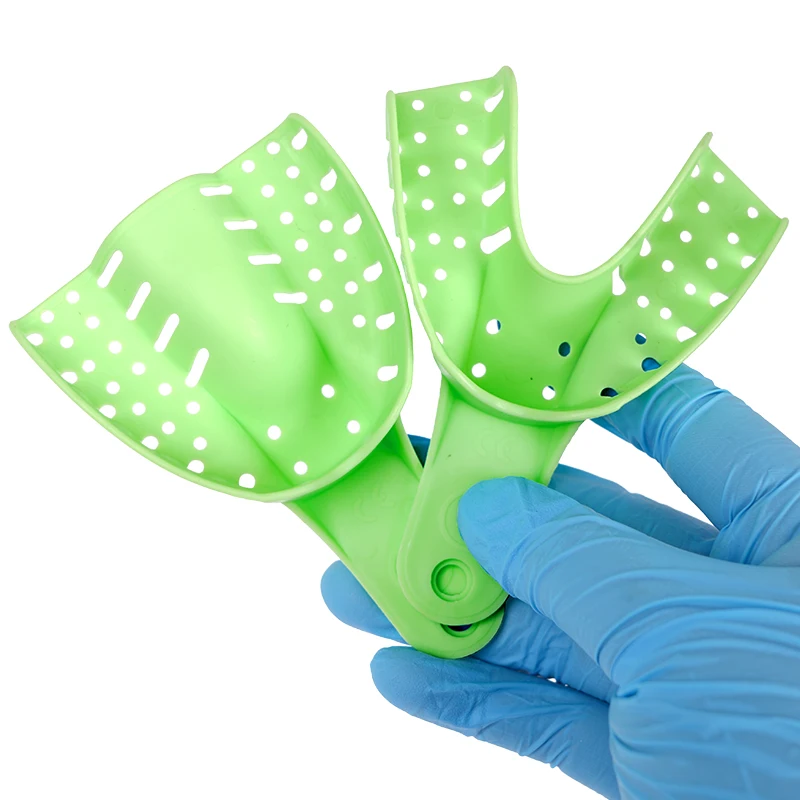Dental Impression Trays Holder Disposable Plastic Denture Tray S / M / L Adult Children Teeth Plaster Tray Holder Oral Materials