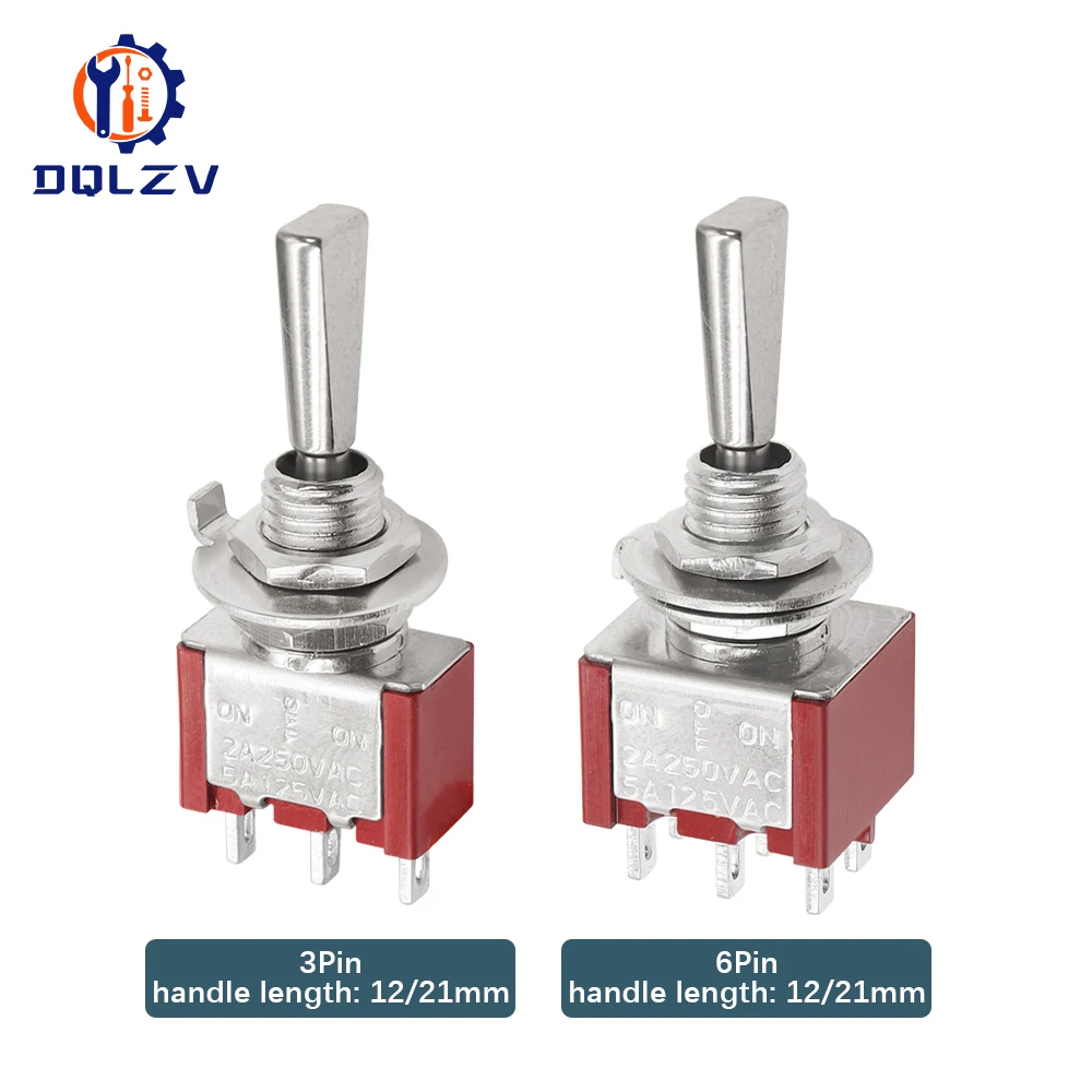 SH T80-T Series Flat Handle 6.35mm Panel Mount Mini Toggle Switch For RC Model Remote Controlller