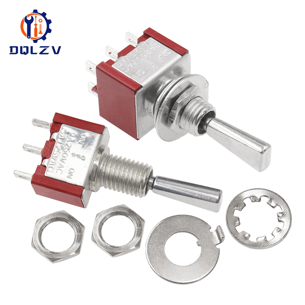 SH T80-T Series Flat Handle 6.35mm Panel Mount Mini Toggle Switch For RC Model Remote Controlller