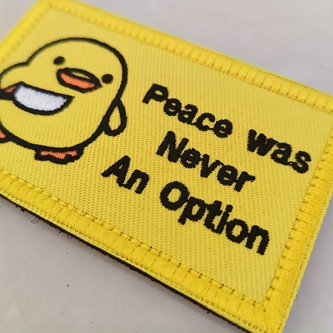 1pc Funny Duck with Knife Patch Peace Never an Option, Cute Meme for Tactical Molle Bag Jacket, Jeans, Iron-On DIY Craft