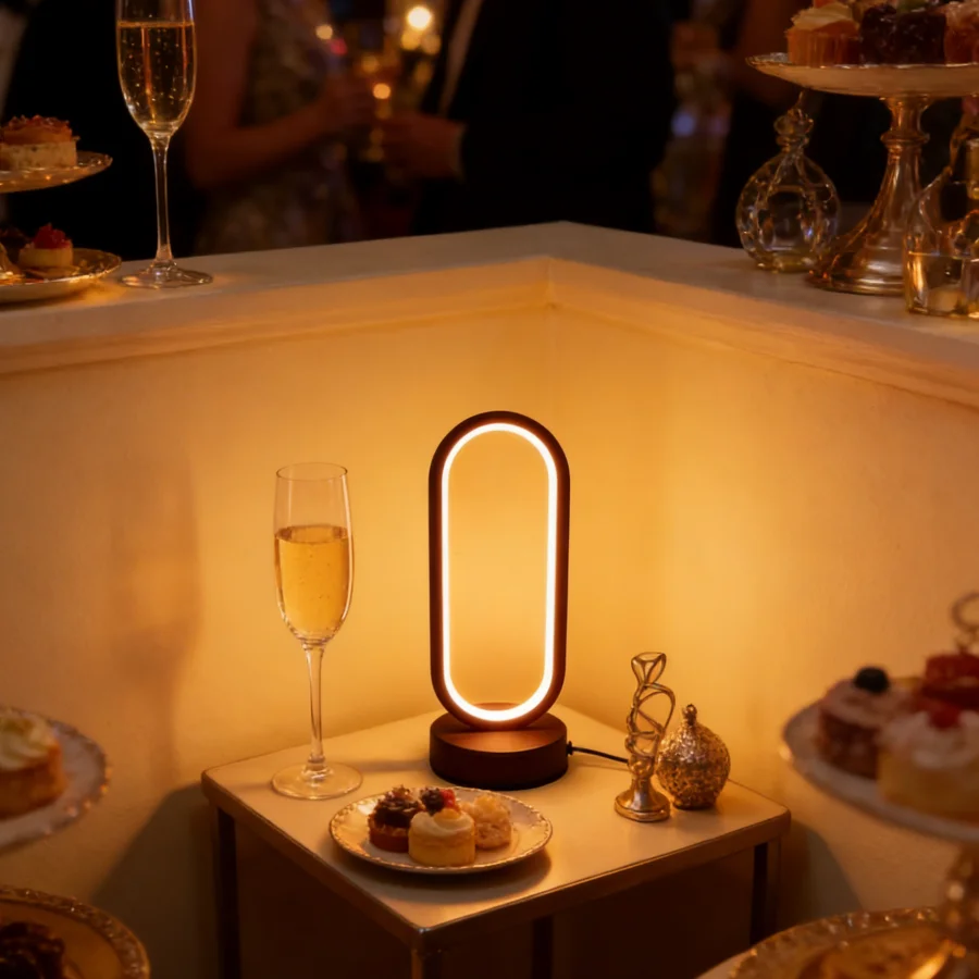 1Pcs Table Lamp Bedroom Ring Table Lamp Living Room Black And White USB Dimming Bedside Lamp LED Small Night Light