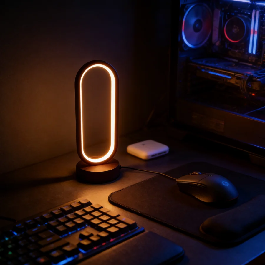 1Pcs Table Lamp Bedroom Ring Table Lamp Living Room Black And White USB Dimming Bedside Lamp LED Small Night Light
