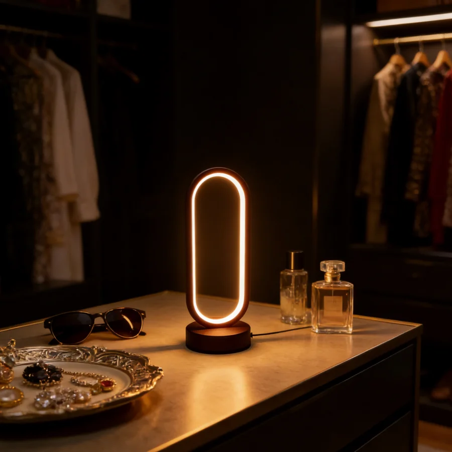 1Pcs Table Lamp Bedroom Ring Table Lamp Living Room Black And White USB Dimming Bedside Lamp LED Small Night Light