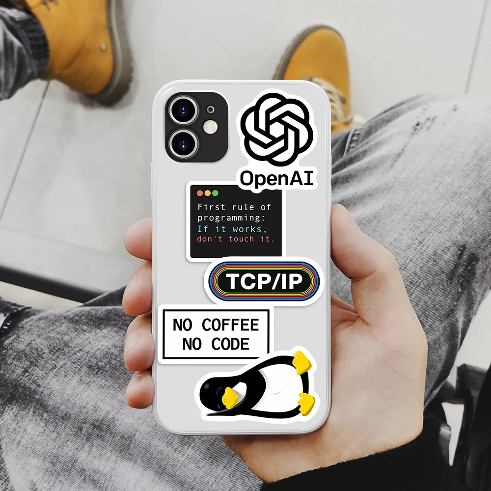 Programming Stickers Hacker Application Logo Developers Programming Waterproof Decal for Laptop Phone Decorative