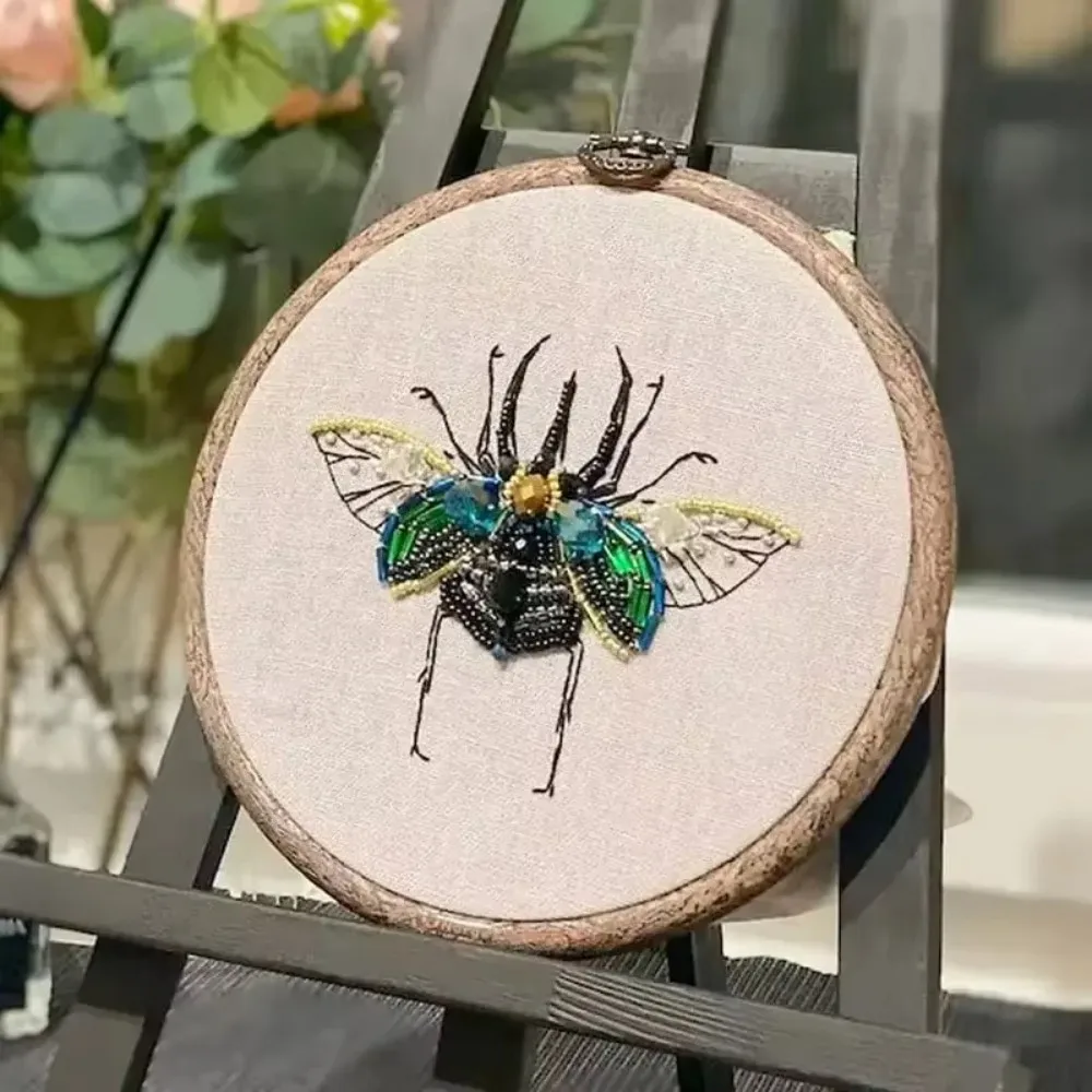 Insect Bead Embroidery DIY Craft Kit Cartoon Cross Stitch Insect Series Bead Embroidery Engraved Insect Pattern Set