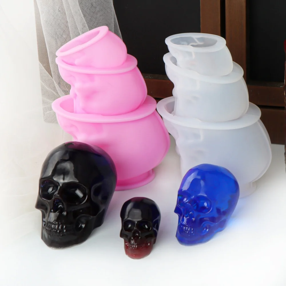 3D Human Skull Candle Silicone Mold Halloween Skull Plaster Crystal Glue Soap DIY Solid Silicone Mold Unique Home Decor Gift
