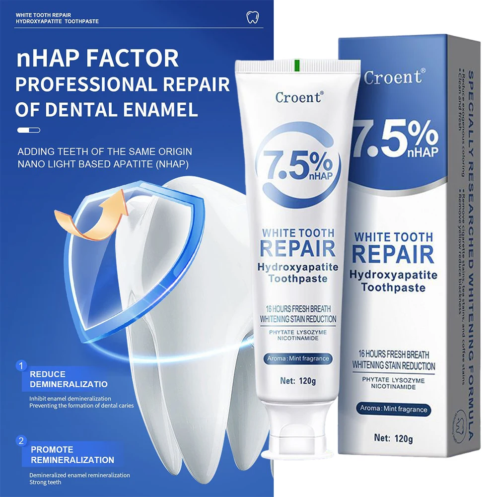 120g Hydroxyapatite Toothpaste,Gentle Mint,Breath Refreshing Whitening Toothpaste,Intensives Stain Removal Tooth Paste,Oral Care