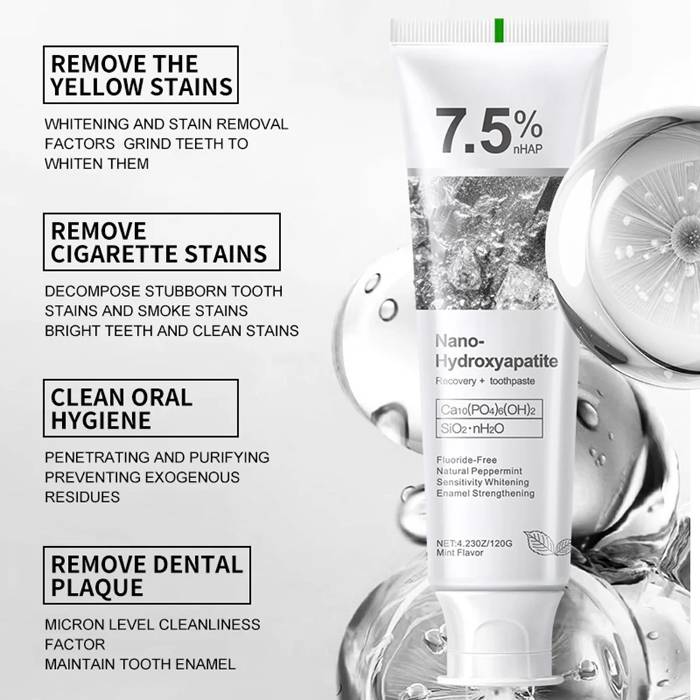 120g Hydroxyapatite Toothpaste,Gentle Mint,Breath Refreshing Whitening Toothpaste,Intensives Stain Removal Tooth Paste,Oral Care