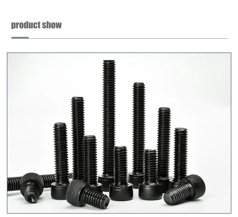M2M3M4M5M6M8M10M12M14M16 Carbon Steel Grade 12.9 DIN912 Hex Socket Bolts Black Metric Threaded Hexagonal Machine Screws DIY Bolt