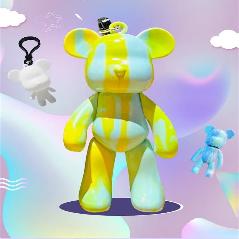 Creative Fluid Bear Handmade DIY Painting Violent Bear Sculpture White Mold Doll Figurine Toys Animal Bear Home Decor Ornaments