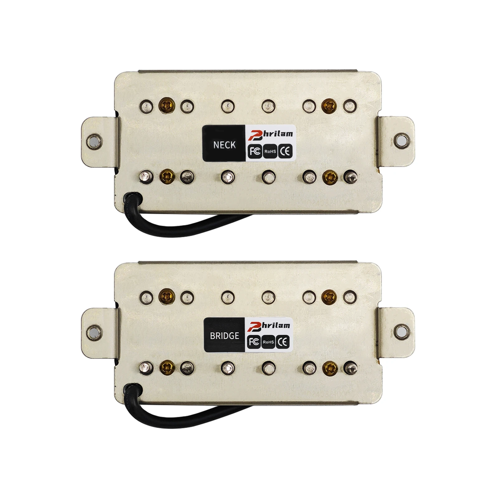 Phrilam Pro HH High Output Alnico5 6 Non &6 Adjustable Humbucker Neck/50mm7.6K Bridge/52mm Pickups8.8/16.5K for Electric Guitar