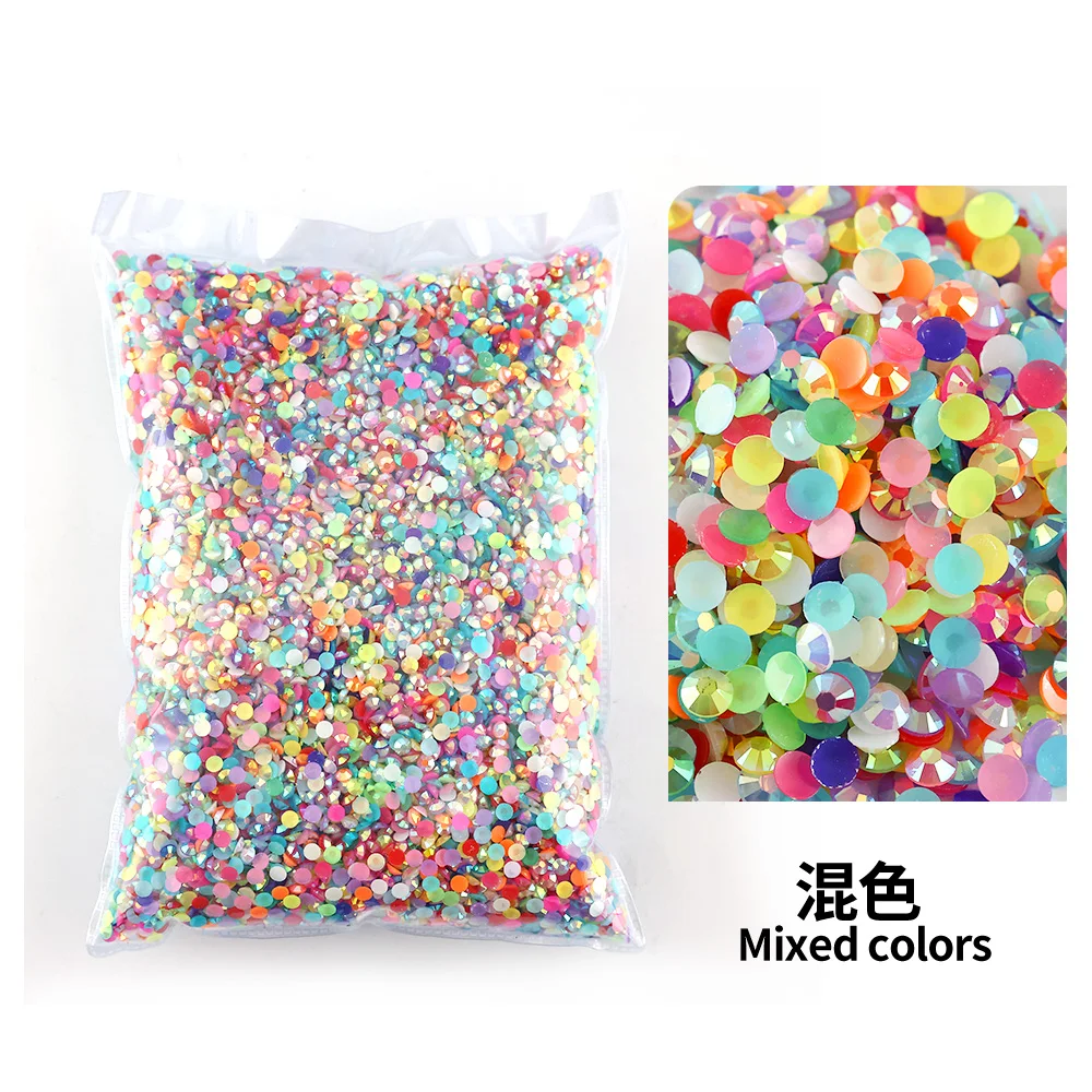 All black seriesWholesale Bulk Resin Rhinestone Jelly transparent AB 2mm,3mm,4mm,5mm,6mm  FlatBack Nail Art Garment Decoration