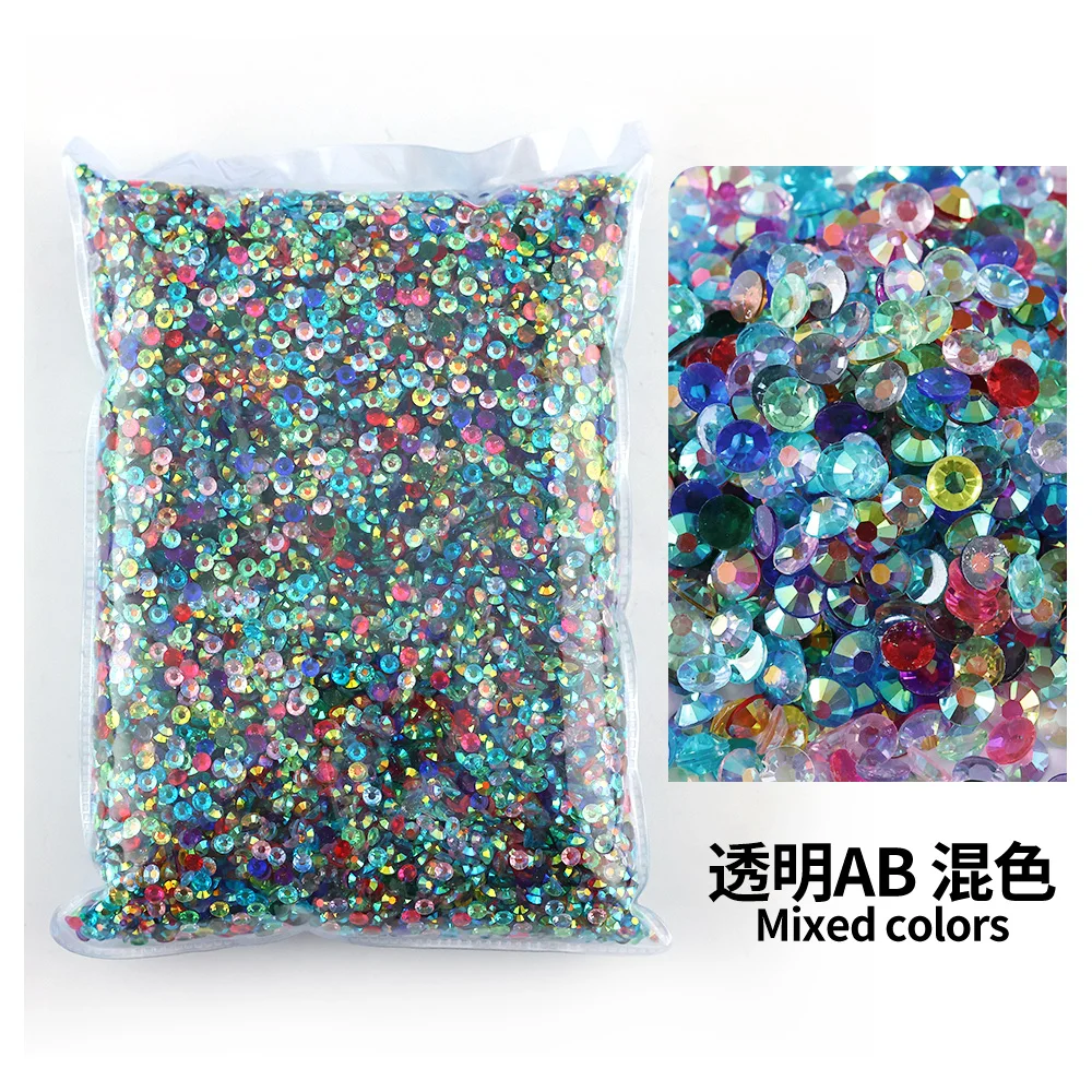 All black seriesWholesale Bulk Resin Rhinestone Jelly transparent AB 2mm,3mm,4mm,5mm,6mm  FlatBack Nail Art Garment Decoration