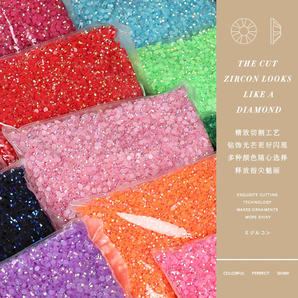 All black seriesWholesale Bulk Resin Rhinestone Jelly transparent AB 2mm,3mm,4mm,5mm,6mm  FlatBack Nail Art Garment Decoration