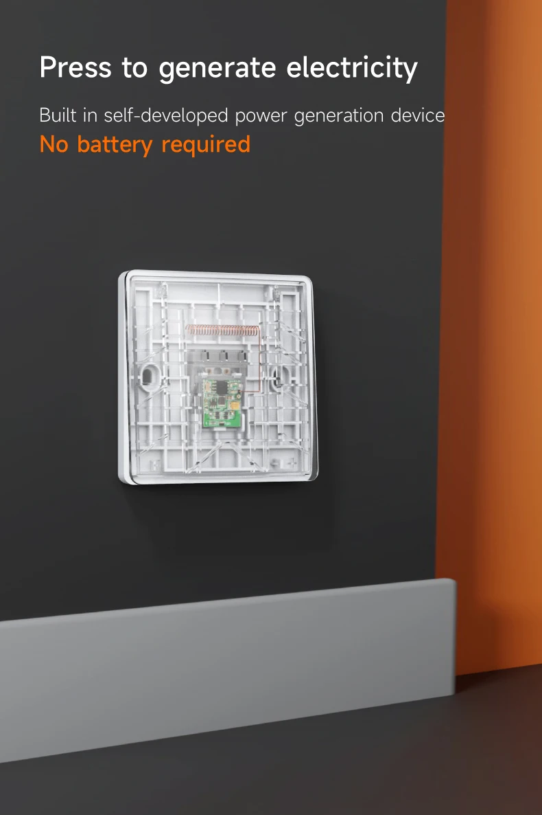 QX-305 Self-powered Required Light Switch 10A 110V-240V 1 Gang Kinetic Switch Wireless Remote Control Switch