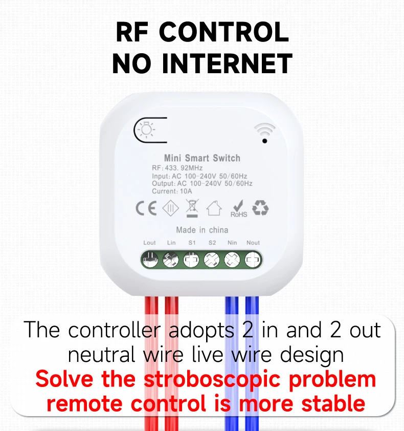 QX-305 Self-powered Required Light Switch 10A 110V-240V 1 Gang Kinetic Switch Wireless Remote Control Switch