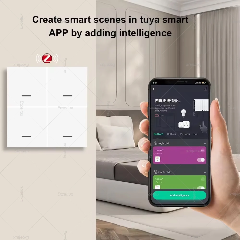 Smart ZigBee Scene Switch Wireless Scene Switch 4 Gang 12 Mode Automatic Scenario Push Button Controller Support For Tuya Z2MQTT