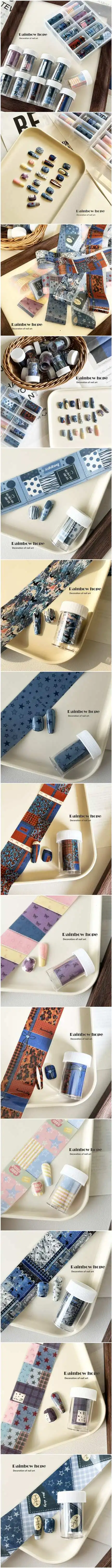 10Rolls Flower Lace Plaid  Bow  Nail Foils Transfer Paper  Nail Art Stickers  Manicure Set Decal  Nails Decoration