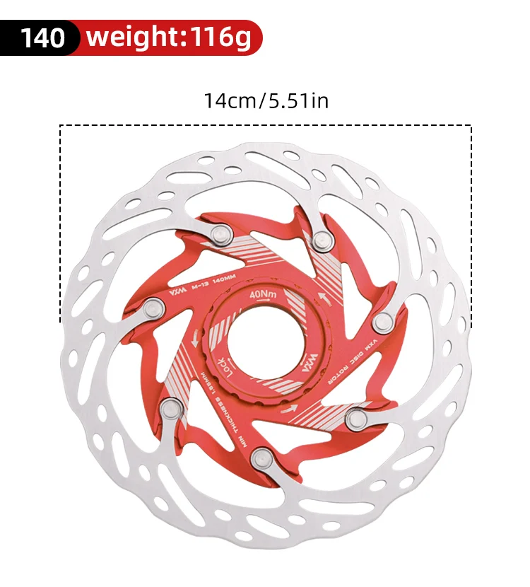 VXM Road Bicycle Center Lock Disc Brake Rotor Pads MTB Bike Rotors 140mm 160mm CNC Lighweight Aluminum Alloy Cycling Discs Parts