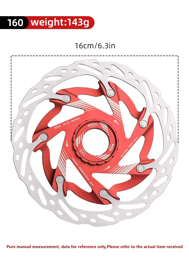 VXM Road Bicycle Center Lock Disc Brake Rotor Pads MTB Bike Rotors 140mm 160mm CNC Lighweight Aluminum Alloy Cycling Discs Parts