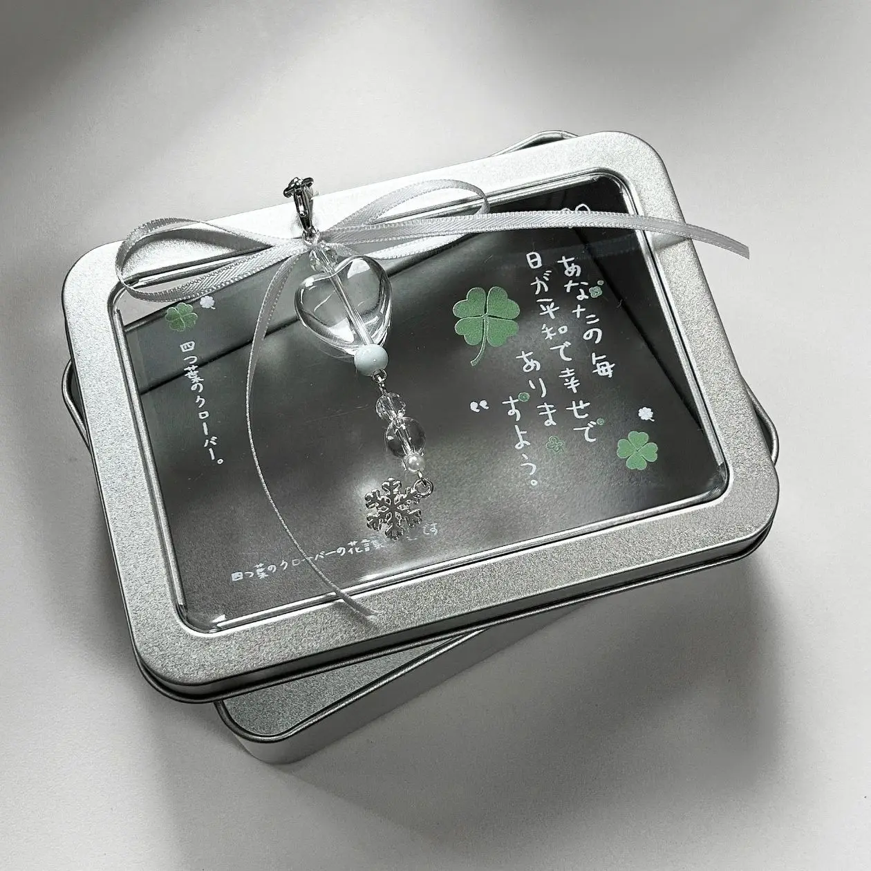 1pc Ins Retro Japanese Cute Clover Transparent Desktop Organizer for Photocard Badge and Mini Stationery Storage Box