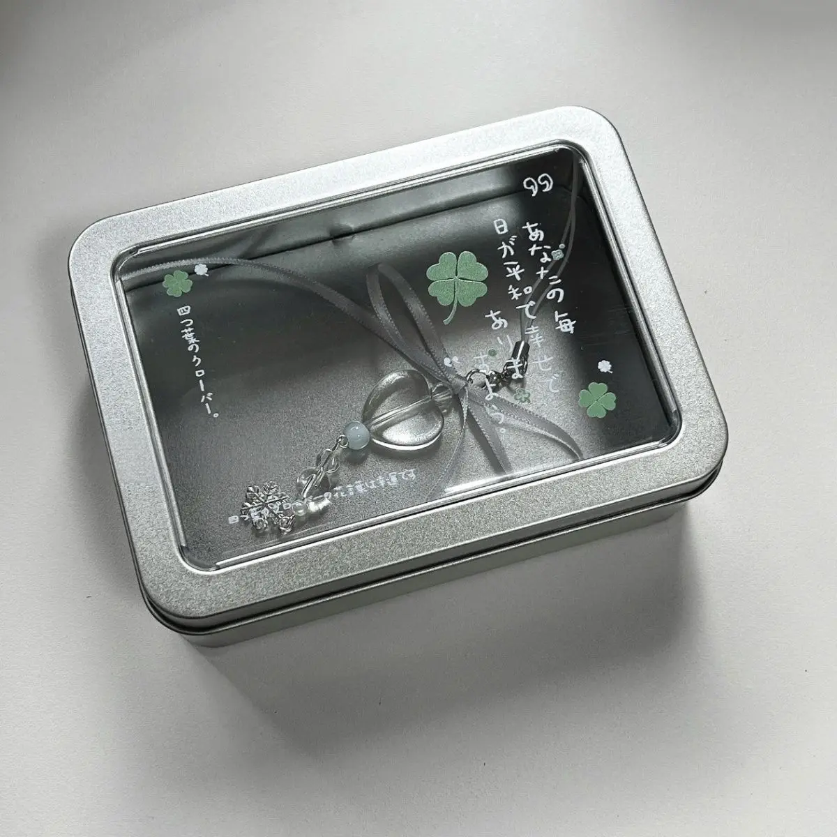 1pc Ins Retro Japanese Cute Clover Transparent Desktop Organizer for Photocard Badge and Mini Stationery Storage Box