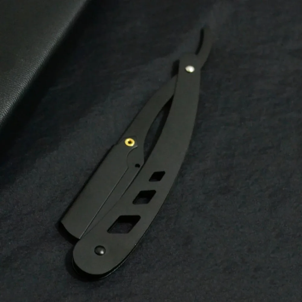 1Pcs Men Shaving Barber Tools Hair Razor and Blades Antique Black Folding Shaving Knife Unisex Hair Removal (Without Blade)